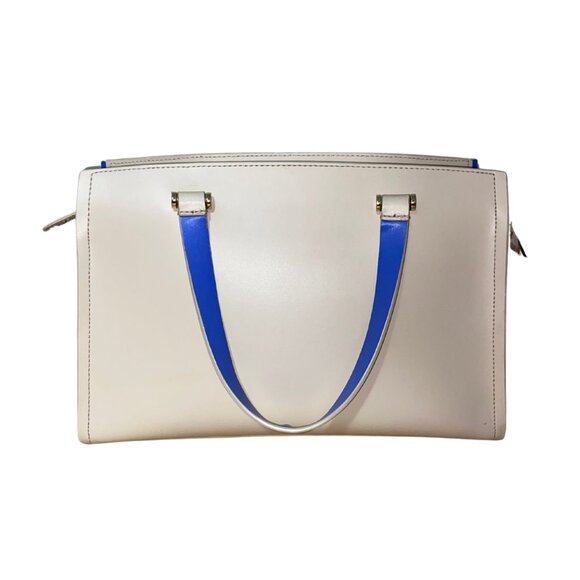 Kate Spade Cream & Blue Leather Tote Bag – Elegant Everyday Purse - Picture 4 of 4